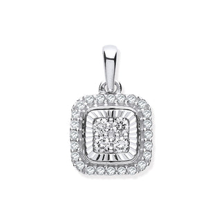 9ct White Gold D/c Bezel Square 0.25ctw Diamond Pendant