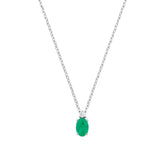 9ct White Gold Diamond 0.03ctw & Emerald 0.38ctw Necklace (Chain 17")