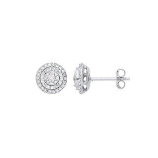 9ct White Gold Multi Circles Stud Diamond 0.36ctw Earrings