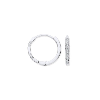 9ct White Gold Round 0.08ctw Diamond Hoops