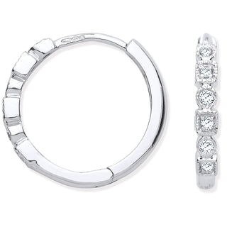 9ct White Gold Round 0.10ctw Diamond Hoops (£445)