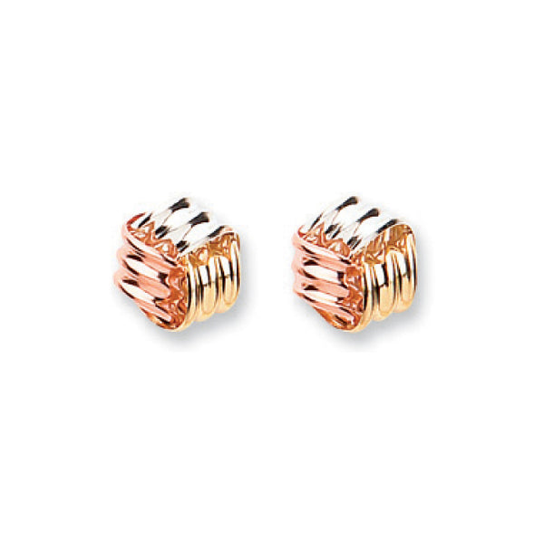 9ct Y W & Rose Gold Fancy Knot Studs (£175)