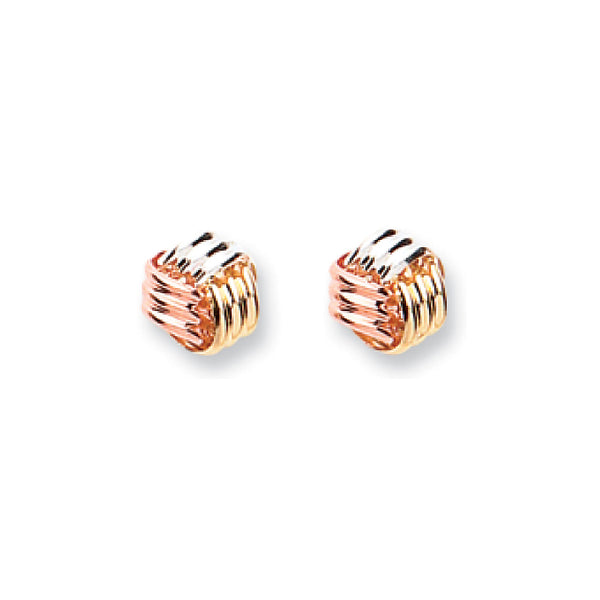 9ct Y W & Rose Gold Fancy Knot Studs