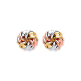 9ct Y, W & Rose Gold Tight Knot Studs