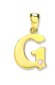 9ct Yellow Gold 0.01ct Diamond G Initial