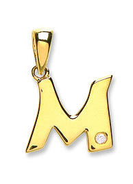 9ct Yellow Gold 0.01ct Diamond M Initial