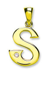 9ct Yellow Gold 0.01ct Diamond S Initial
