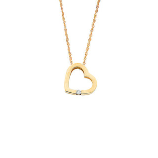 9ct Yellow Gold 0.04ct Diamond Heart Pendant With 18in/45cm Chain