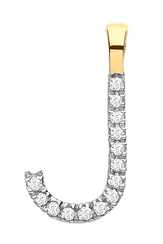 9ct Yellow Gold 0.05ct Diamond J Initial