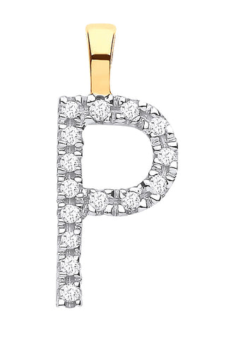 9ct Yellow Gold 0.05ct Diamond P Initial