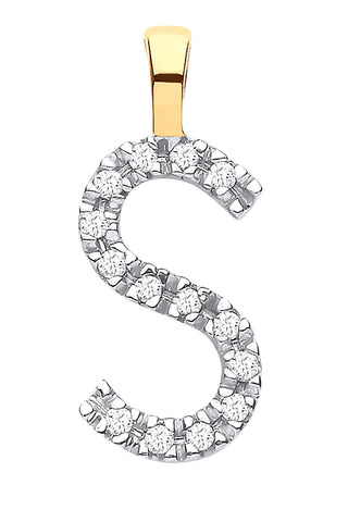 9ct Yellow Gold 0.05ct Diamond S Initial