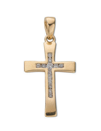 9ct Yellow Gold 0.12ct Diamond Cross