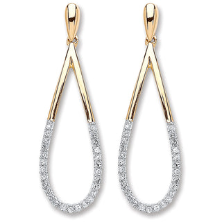 9ct Yellow Gold 0.15ct Diamond Drop Earrings