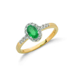 9ct Yellow Gold 0.16ct Diamond & 0.45ct Emerald Cluster Ring