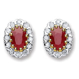 9ct Yellow Gold 0.20ct Diamond & 1.20ct Ruby Stud Earrings