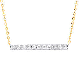 9ct Yellow Gold 0.20ct Diamond Bar Necklace (Chain 17")