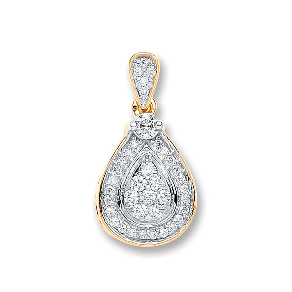 9ct Yellow Gold 0.25ct Diamond Drop Pendant (£565)