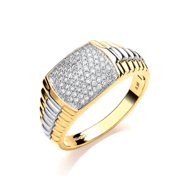 9ct Yellow Gold 0.50ct Fancy Link Gents Diamond Ring (£1905)