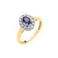 9ct Yellow Gold 0.55ct Sapphire & 0.05ct Diamond Cluster Ring