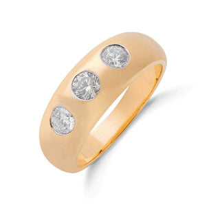 9ct Yellow Gold 1.00ct Gents 3 Stone Diamond Band R