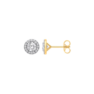 9ct Yellow Gold 1.16ctw Lab Grown Diamond Halo Earrings Igi Certified