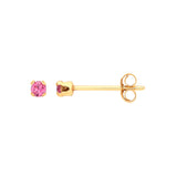 9ct Yellow Gold 2mm Claw Set Pink Crystal Studs