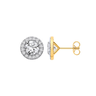 9ct Yellow Gold 3.54ctw Lab Grown Diamond Halo Earrings Igi Certified