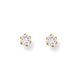 9ct Yellow Gold 3mm Claw Set CZ Studs