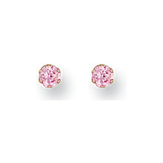 9ct Yellow Gold 3mm Claw Set Pink CZ Studs