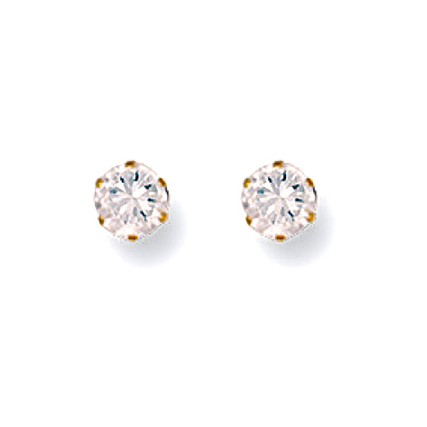 9ct Yellow Gold 4mm Claw Set CZ Studs