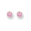 9ct Yellow Gold 4mm Claw Set Pink CZ Studs