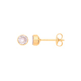 9ct Yellow Gold 4mm Rubover Set Clear CZ Studs