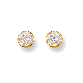 9ct Yellow Gold 5mm Rubover Set CZ Studs