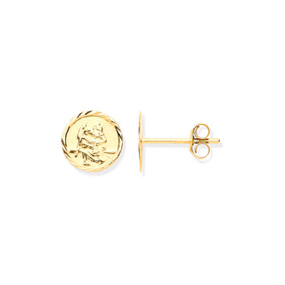 9ct Yellow Gold 6.6mm Saint Christopher Studs