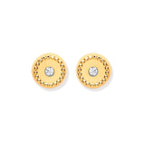 9ct Yellow Gold 6mm Ribbed Edge With CZ Studs