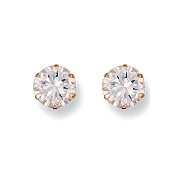 9ct Yellow Gold 7mm Claw Set CZ Studs