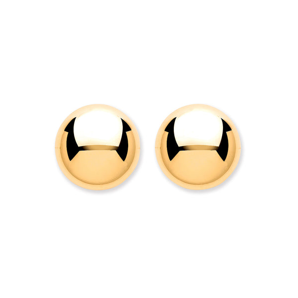 9ct Yellow Gold 8mm Button Ball Studs