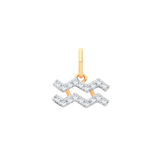 9ct Yellow Gold Aquarius Zodiac 0.10ct Pendant