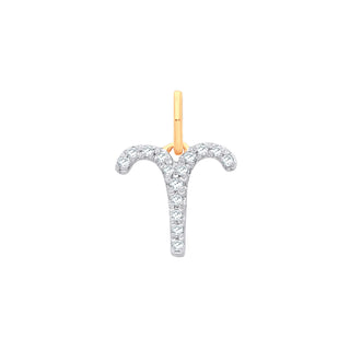 9ct Yellow Gold Aries Zodiac 0.10ct Pendant