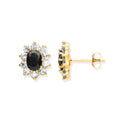 9ct Yellow Gold Black Sapphire & CZ Cluster Studs