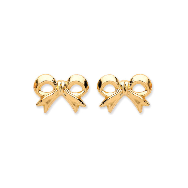 9ct Yellow Gold Bow Studs