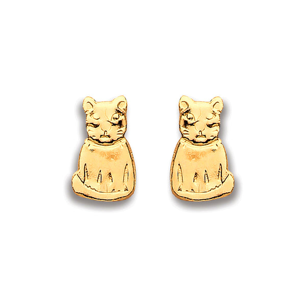 9ct Yellow Gold Cat Studs