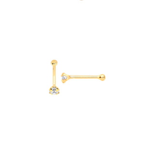 9ct Yellow Gold Claw Set CZ Nose Pin Stud