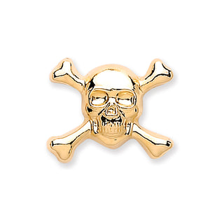 9ct Yellow Gold & Crossbones Single Stud For Men