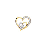 9ct Yellow Gold & Diamond Double Heart Pendant