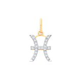 9ct Yellow Gold Pisces Zodiac 0.10ct Pendant