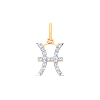 9ct Yellow Gold Pisces Zodiac 0.10ct Pendant