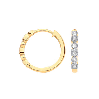 9ct Yellow Gold Round 0.10ctw Diamond Hoops (£435)