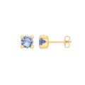 9ct Yellow Gold Round 5mm Blue CZ Stud