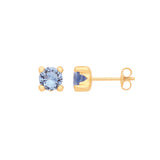 9ct Yellow Gold Round 5mm Blue CZ Stud